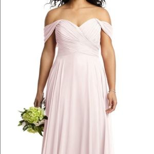 Dessy Off the Shoulder Draped Chiffon Maxi Dress